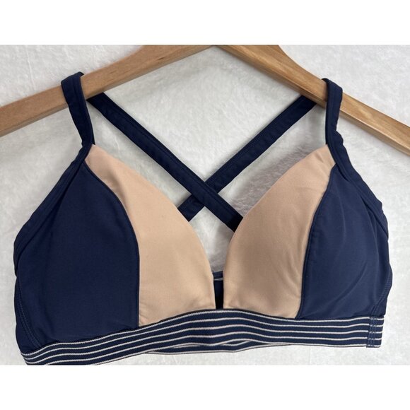 Lively Active Cross Back Women's Navy Blue and Cream Sports Bra Size Medium - Picture 2 of 9